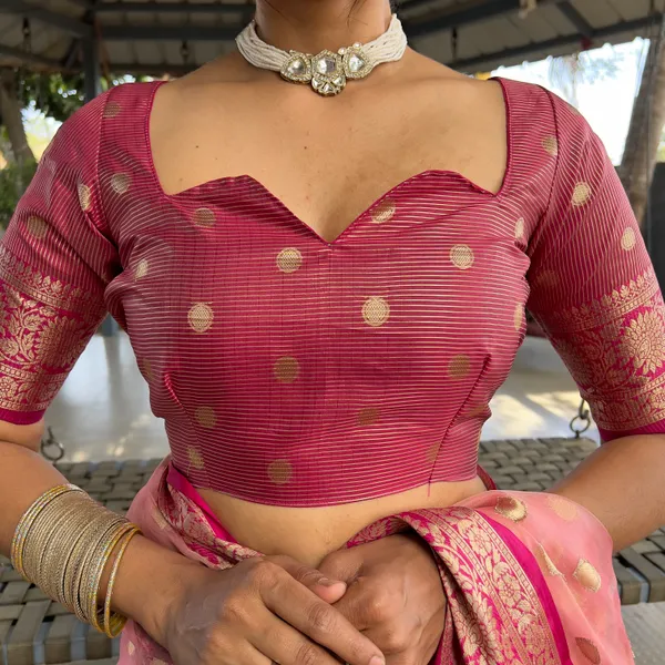 Pink_Glamorous_Ready_To_Wear_Soft_Organza_Silk_Saree_With_Blouse_Piece_For_Women