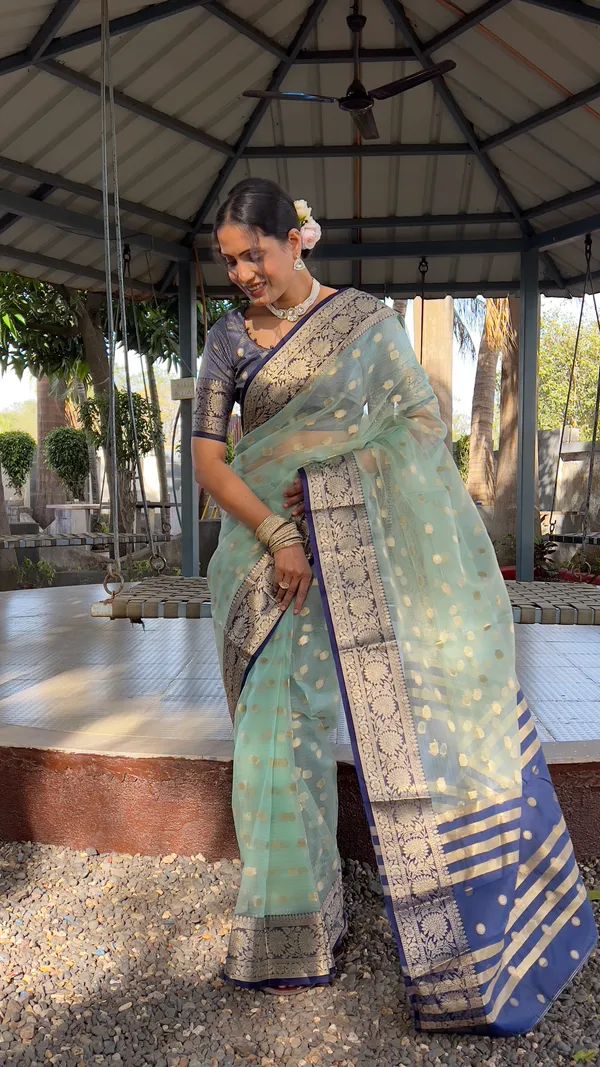 Rama_Blue_Royal_Ready_To_Wear_Soft_Organza_Silk_Saree_With_Blouse_Piece_For_Women