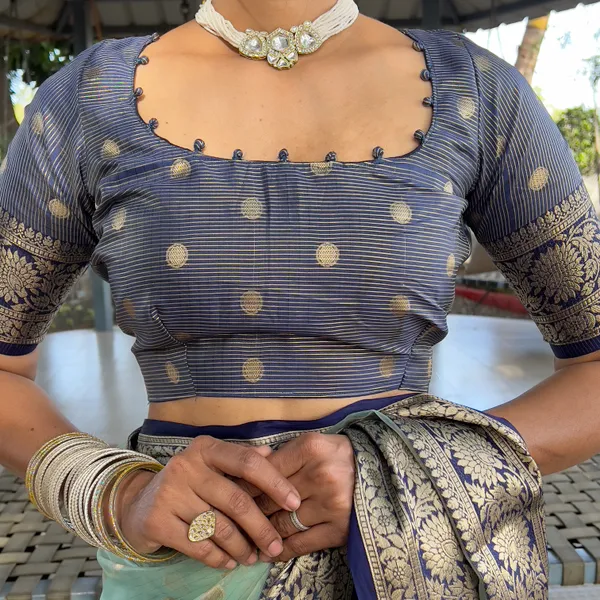 Rama_Blue_Royal_Ready_To_Wear_Soft_Organza_Silk_Saree_With_Blouse_Piece_For_Women