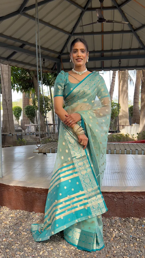 Rama_Classical_Ready_To_Wear_Soft_Organza_Silk_Saree_With_Blouse_Piece_For_Women