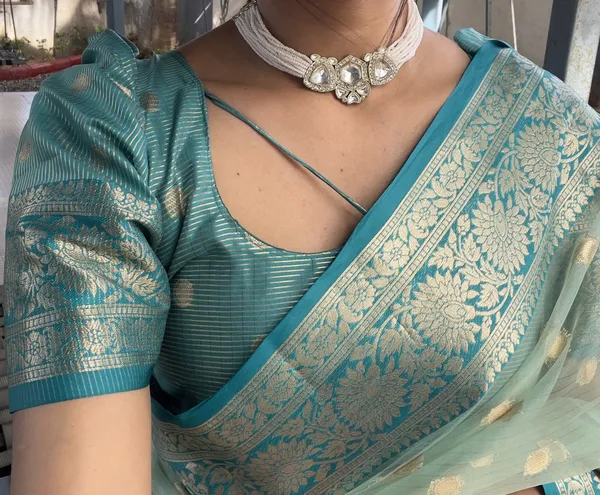 Rama_Classical_Ready_To_Wear_Soft_Organza_Silk_Saree_With_Blouse_Piece_For_Women