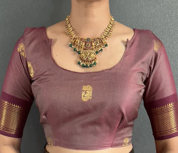 Chiku_Brown_Ready_To_Wear_Pure_Kanjivaram_Silk_Saree_With_Blouse_Piece_For_Women
