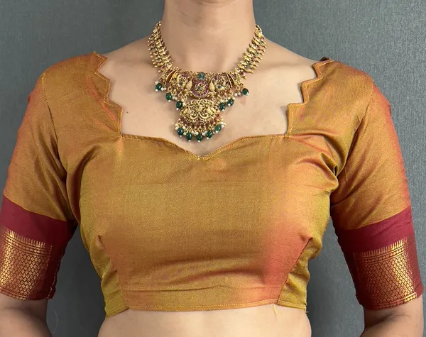 Lemon_Brown_Ready_To_Wear_Pure_Kanjivaram_Silk_Saree_With_Blouse_Piece_For_Women