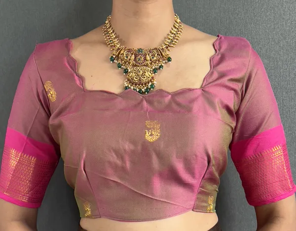 Parrot_Pink_Perrot_Ready_To_Wear_Pure_Kanjivaram_Silk_Saree_With_Blouse_Piece_For_Women