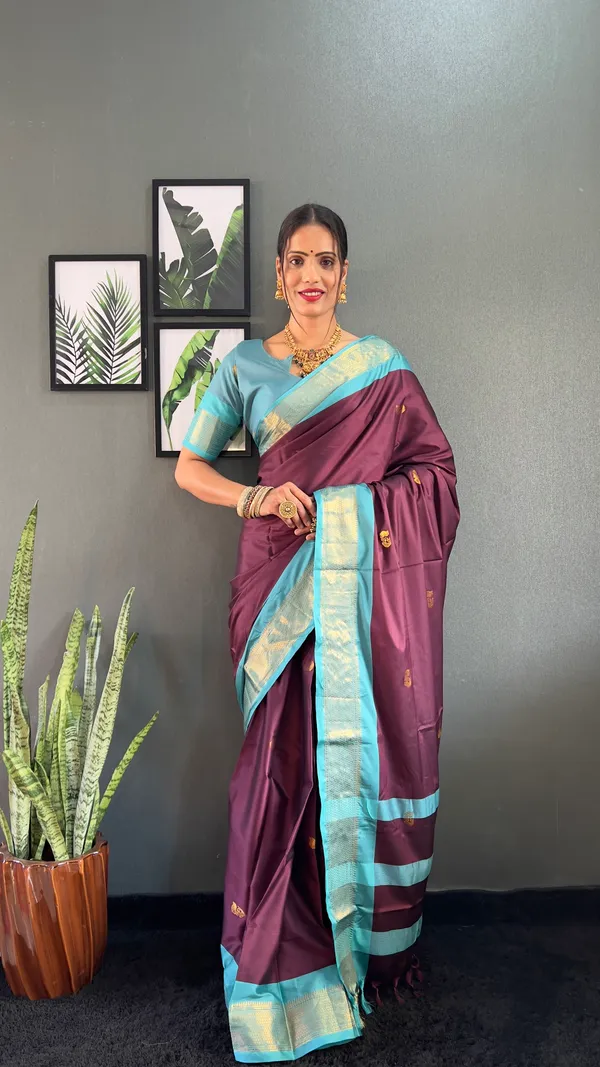 Purple_Sky_Ready_To_Wear_Pure_Kanjivaram_Silk_Saree_With_Blouse_Piece_For_Women