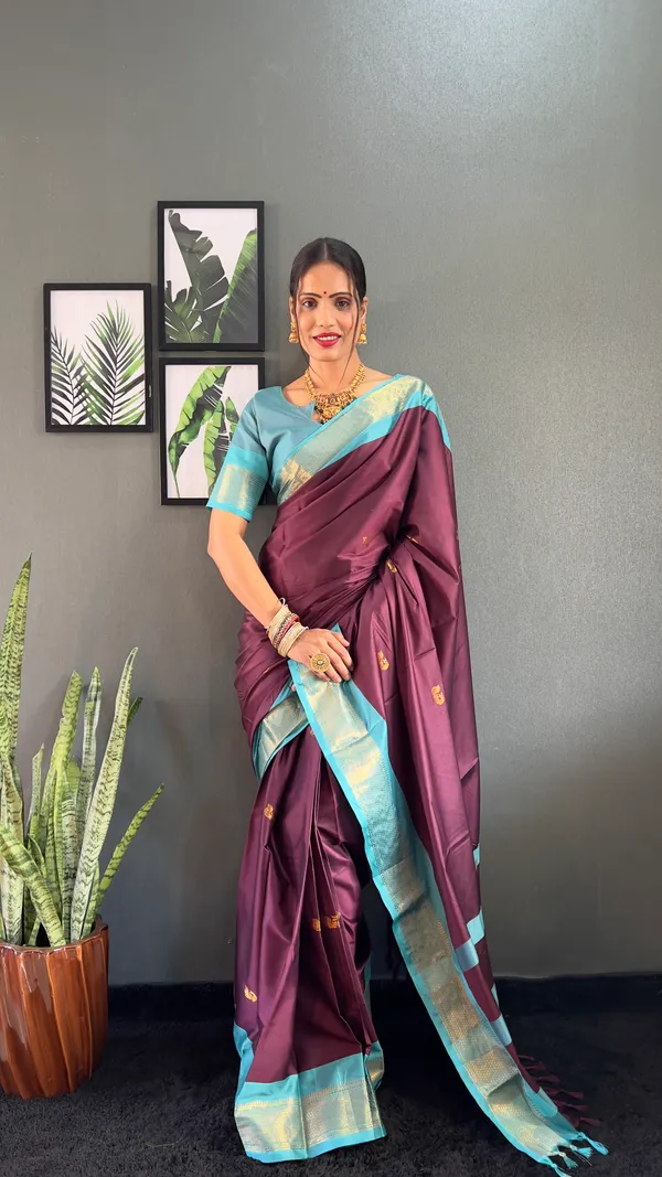 Purple_Sky_Ready_To_Wear_Pure_Kanjivaram_Silk_Saree_With_Blouse_Piece_For_Women
