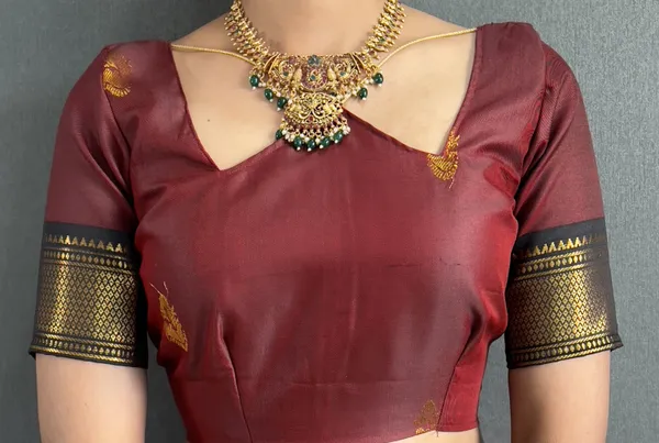 Red_Black_Ready_To_Wear_Pure_Kanjivaram_Silk_Saree_With_Blouse_Piece_For_Women