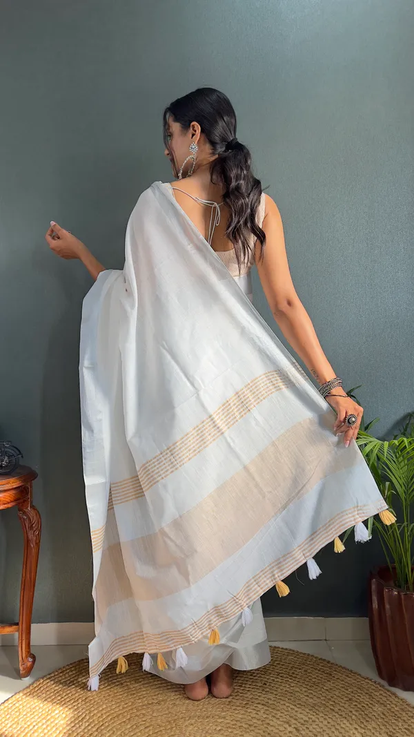 Yellow_Ready_To_Wear_Pure_Khadi_Linen_Cotton_Silk_Saree_With_Blouse_Piece_For_Women