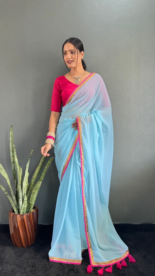 Sky_Ready_To_Wear_Pure_Georgette_Saree_With_Fancy_Embroidlace_And_Blouse_Piece_For_Women