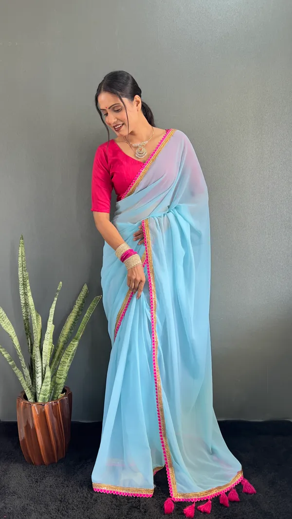 Sky_Ready_To_Wear_Pure_Georgette_Saree_With_Fancy_Embroidlace_And_Blouse_Piece_For_Women