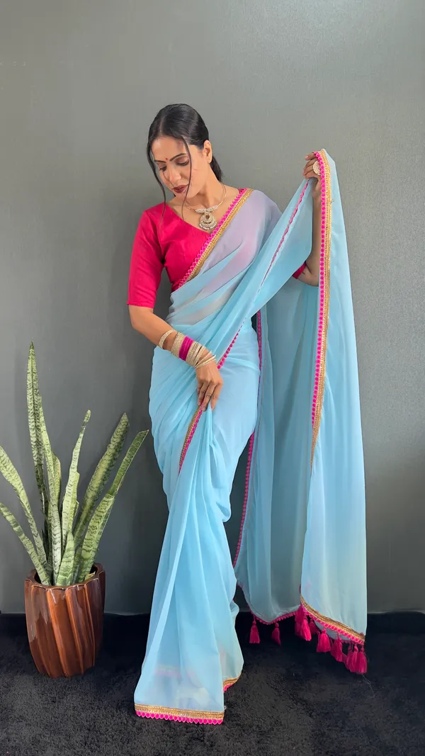 Sky_Ready_To_Wear_Pure_Georgette_Saree_With_Fancy_Embroidlace_And_Blouse_Piece_For_Women