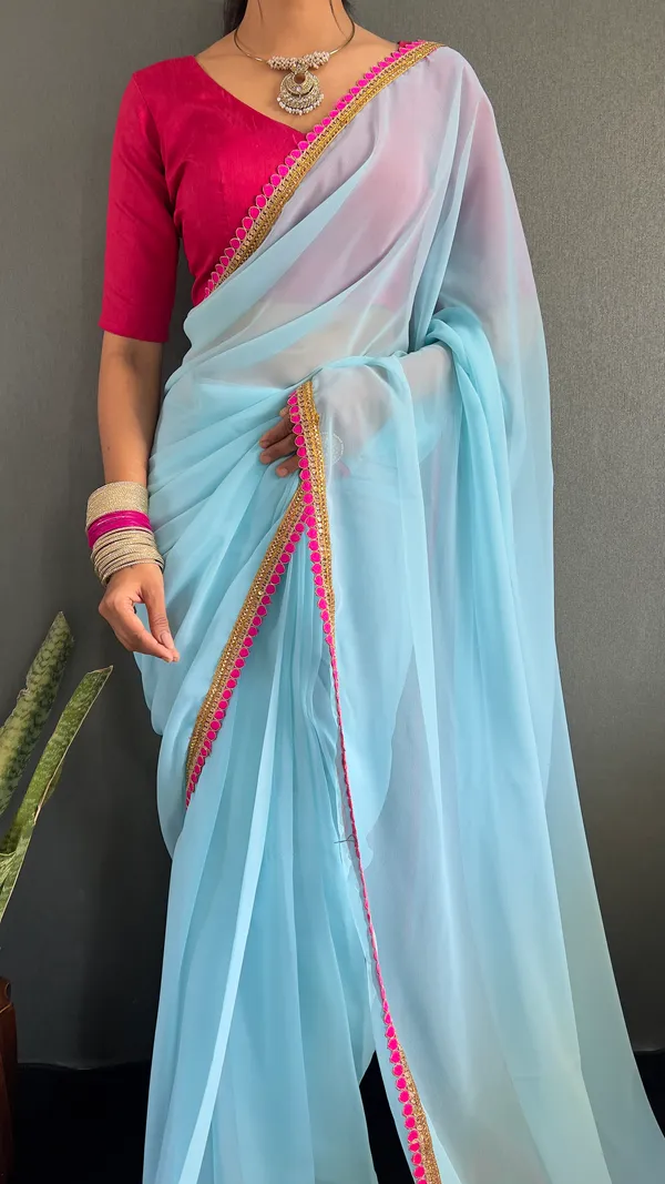 Sky_Ready_To_Wear_Pure_Georgette_Saree_With_Fancy_Embroidlace_And_Blouse_Piece_For_Women
