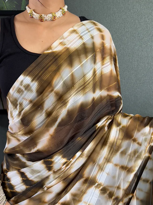Brown_Ready_To_Wear_Pure_Georgette_Sibori_Printed_Saree_For_Women