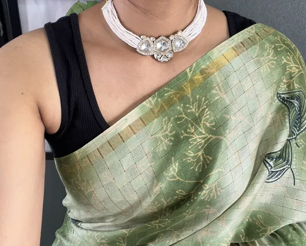 Green_Classic_Drapery_Ready_To_Wear_Pure_Linen_Silk_Saree_With_Bandhani_Pattern_Printed_Work_For_Women