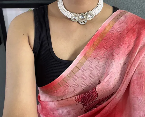 Red_Festive_Robe_Ready_To_Wear_Pure_Linen_Silk_Saree_With_Bandhani_Pattern_Printed_Work_For_Women