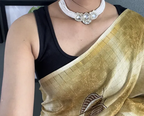 Yellow_Graceful_Ready_To_Wear_Pure_Linen_Silk_Saree_With_Bandhani_Pattern_Printed_Work_For_Women