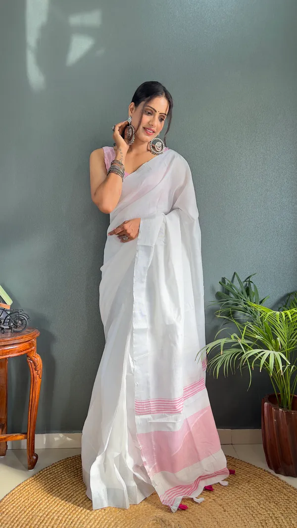 Pink_Ready_To_Wear_Pure_Khadi_Linen_Cotton_Silk_Saree_With_Blouse_Piece_For_Women