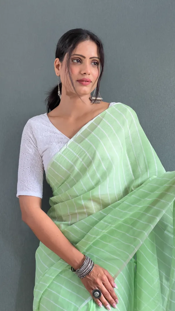 Parrot_Ready_To_Wear_Pure_Khadi_Linen_Cotton_Silk_Saree_With_Blouse_Piece_For_Women