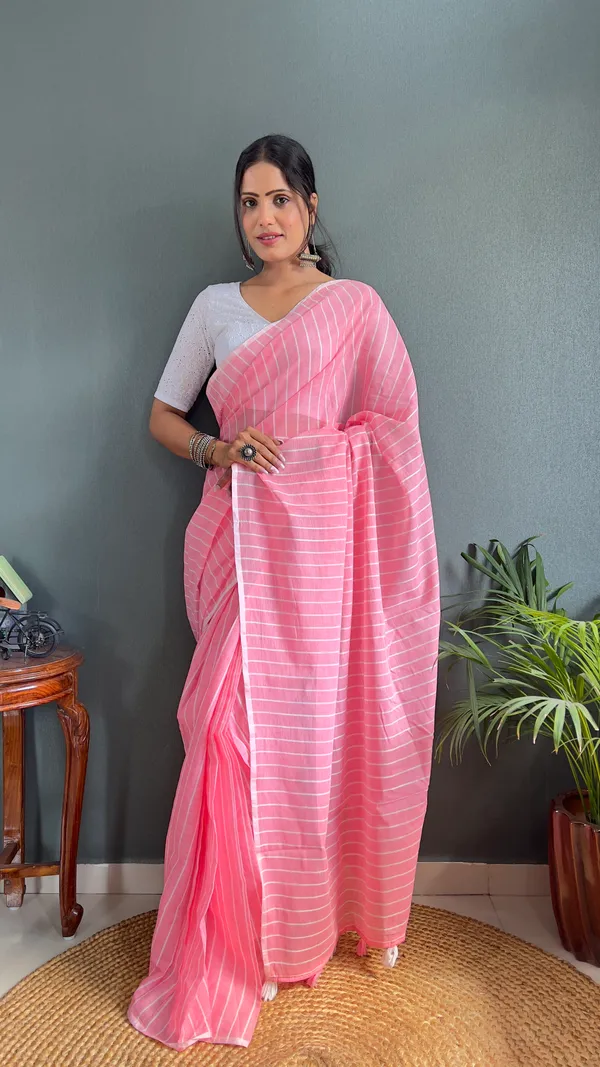 Pink_Ready_To_Wear_Pure_Khadi_Linen_Cotton_Silk_Saree_With_Blouse_Piece_For_Women