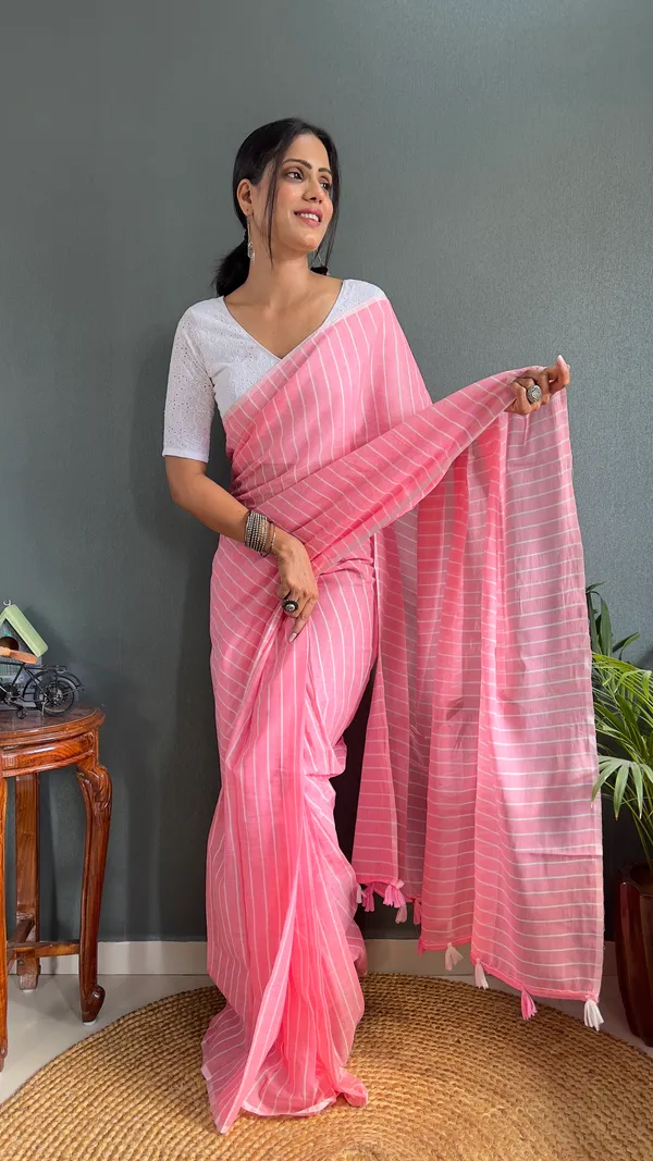 Pink_Ready_To_Wear_Pure_Khadi_Linen_Cotton_Silk_Saree_With_Blouse_Piece_For_Women