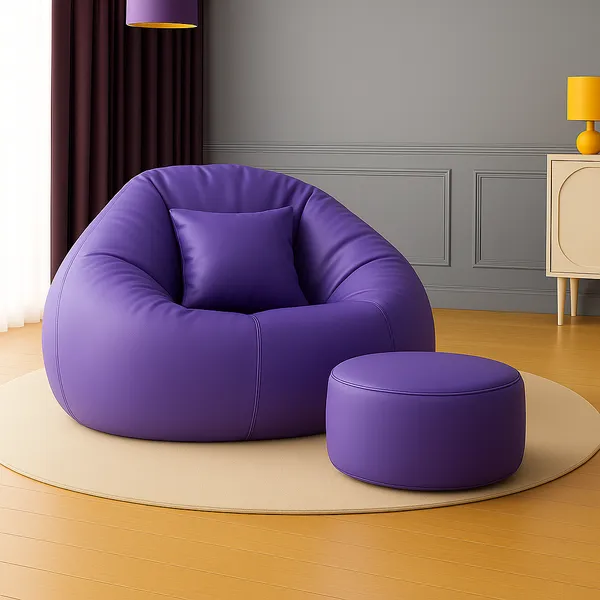 Purple_Tear_Drop_Bean_Bag_Cover_With_Footrest_And_Cushion_Without_Beans