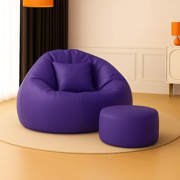 Purple_Tear_Drop_Bean_Bag_Cover_With_Footrest_And_Cushion_Without_Beans