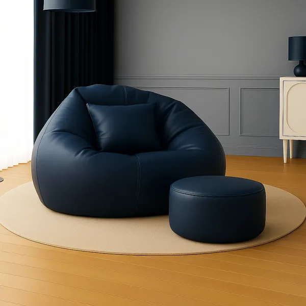 Navy_Blue_Tear_Drop_Bean_Bag_Cover_With_Footrest_And_Cushion_Without_Beans