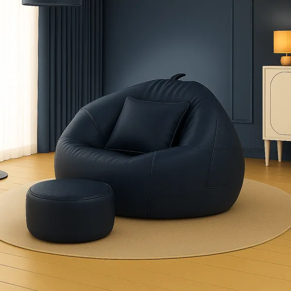 Navy_Blue_Tear_Drop_Bean_Bag_Cover_With_Footrest_And_Cushion_Without_Beans