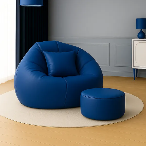 Blue_Tear_Drop_Bean_Bag_Cover_With_Footrest_And_Cushion_Without_Beans