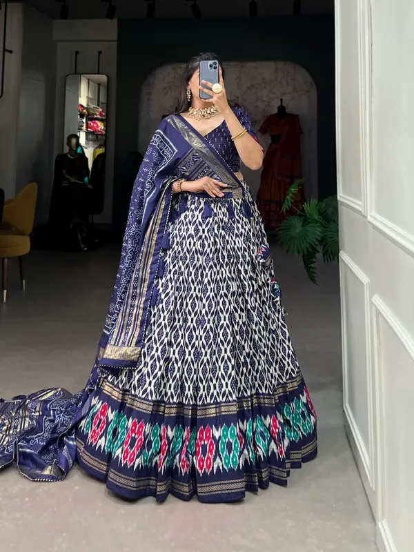 dola_silk_Women's_Wedding_Special_Floral_Lehenga_Choli_with_Foil_Print_&_Gotta_Patti_Dupatta_(blue)