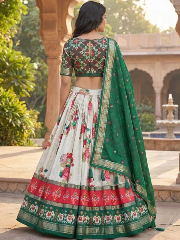 Navratri_Special_Green_Color_Patola_Print_Lehenga_Choli