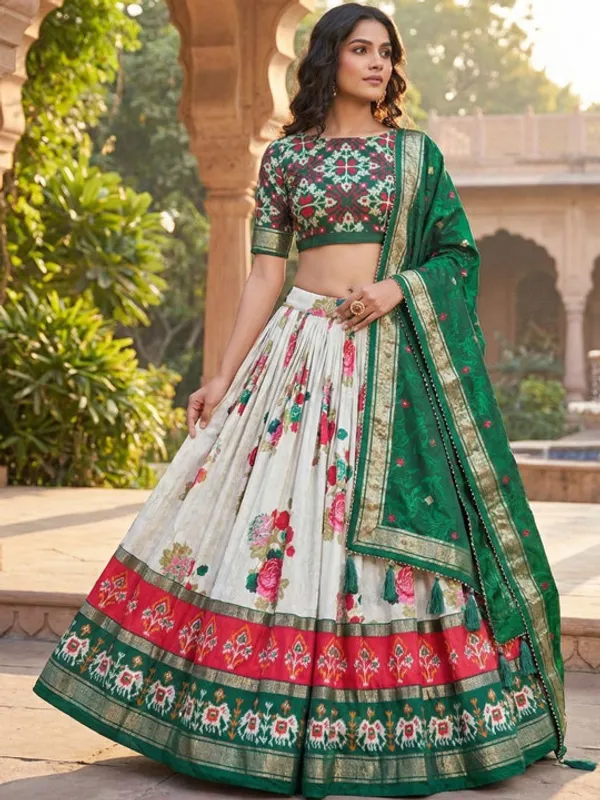 Navratri_Special_Green_Color_Patola_Print_Lehenga_Choli