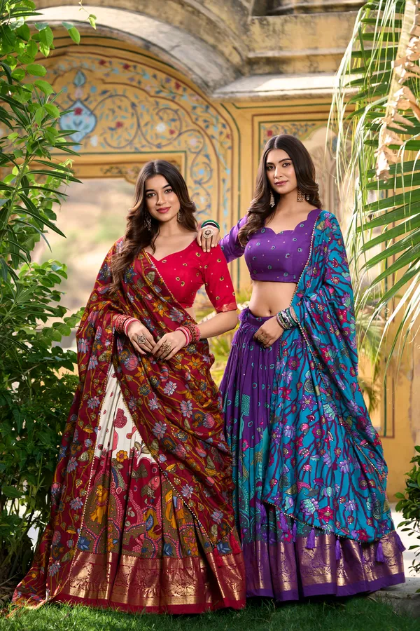 Lehenga_Choli_Dola_Silk_Patola_Print&foil_Work_Belt_Indian_Lhenega_Choli