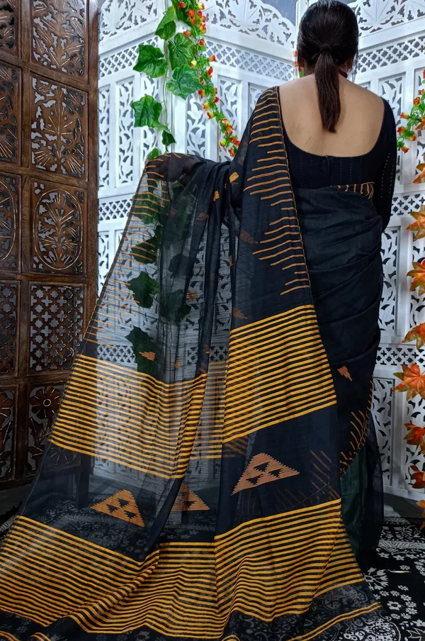 Black_Cotton_Silk_Weaving_Work_Handloom_Saree