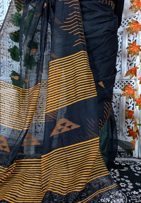 Black_Cotton_Silk_Weaving_Work_Handloom_Saree