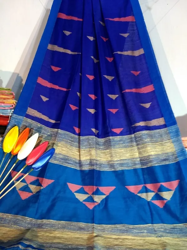 Royal_Blue_Temple_Border_Cotton_Silk_Handloom_Saree