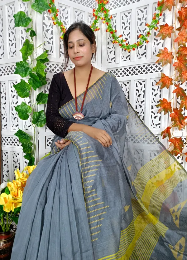 Grey_Cotton_Silk_Weaving_Work_Handloom_Saree