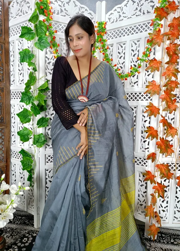 Grey_Cotton_Silk_Weaving_Work_Handloom_Saree