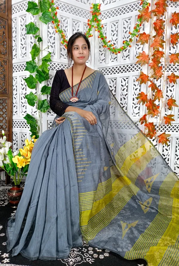 Grey_Cotton_Silk_Weaving_Work_Handloom_Saree