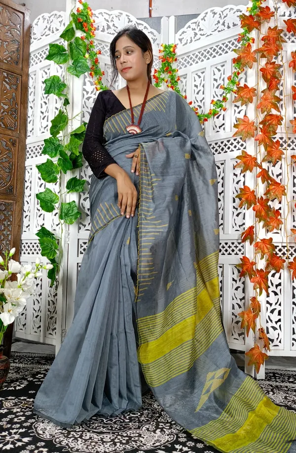 Grey_Cotton_Silk_Weaving_Work_Handloom_Saree