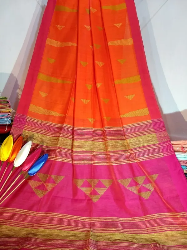 Orange_Temple_Border_Cotton_Silk_Handloom_Saree