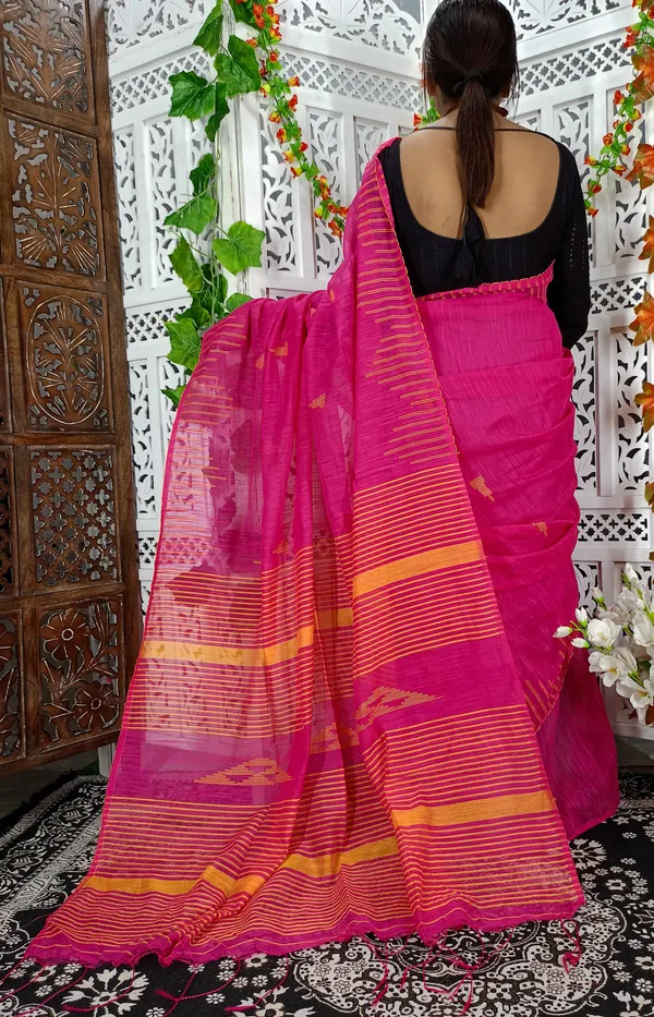Pink_Cotton_Silk_Weaving_Work_Handloom_Saree