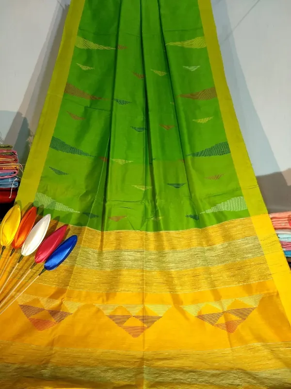 Green_Temple_Border_Cotton_Silk_Handloom_Saree