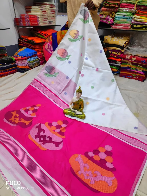 White_Rasogolla_Design_Cotton_Silk_Handloom_Saree