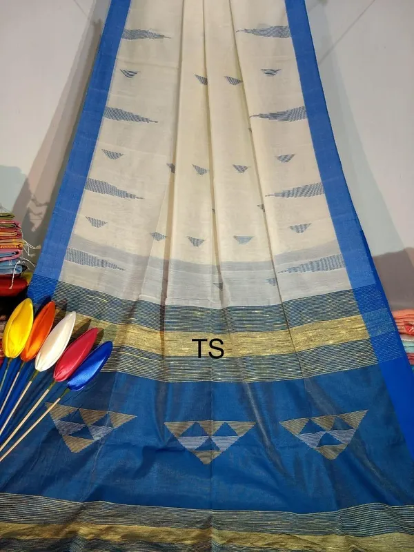 White_Temple_Border_Cotton_Silk_Handloom_Saree