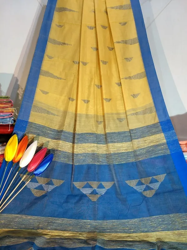 Yellow_Temple_Border_Cotton_Silk_Handloom_Saree