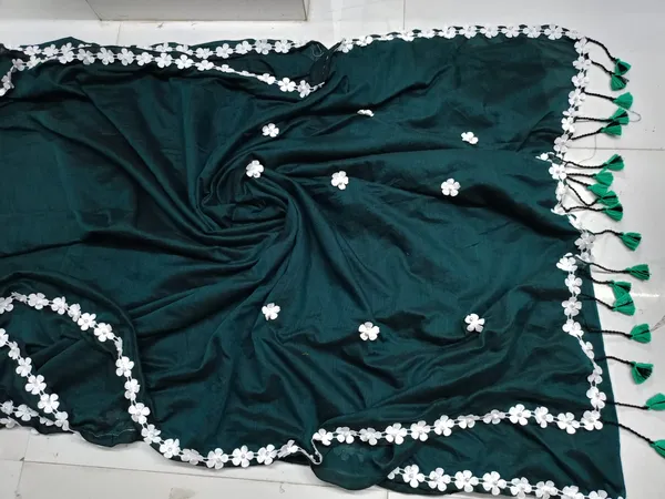 Dark_Green_Cotton_Lace_Border_Design_Saree