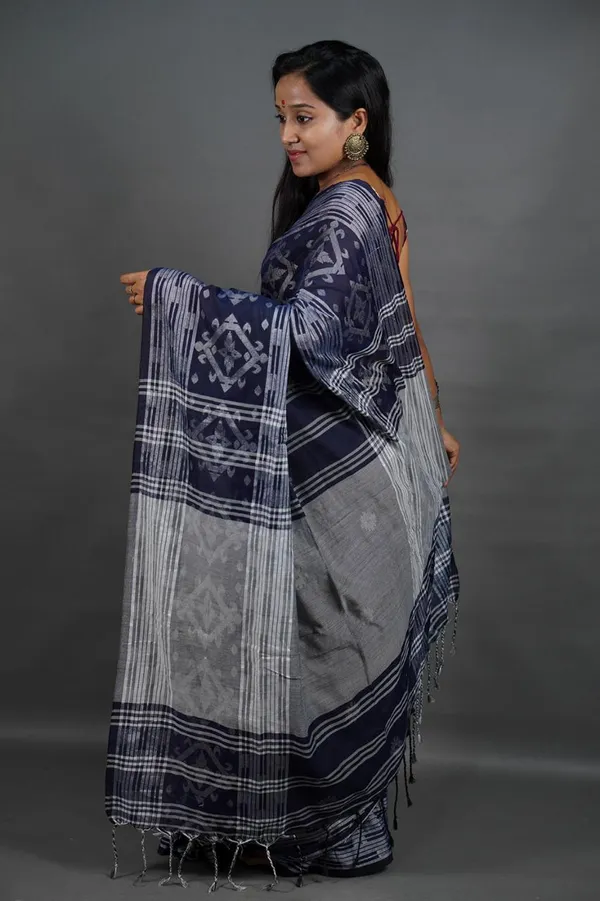 Navy_Blue_Cotton_Handloom_Saree