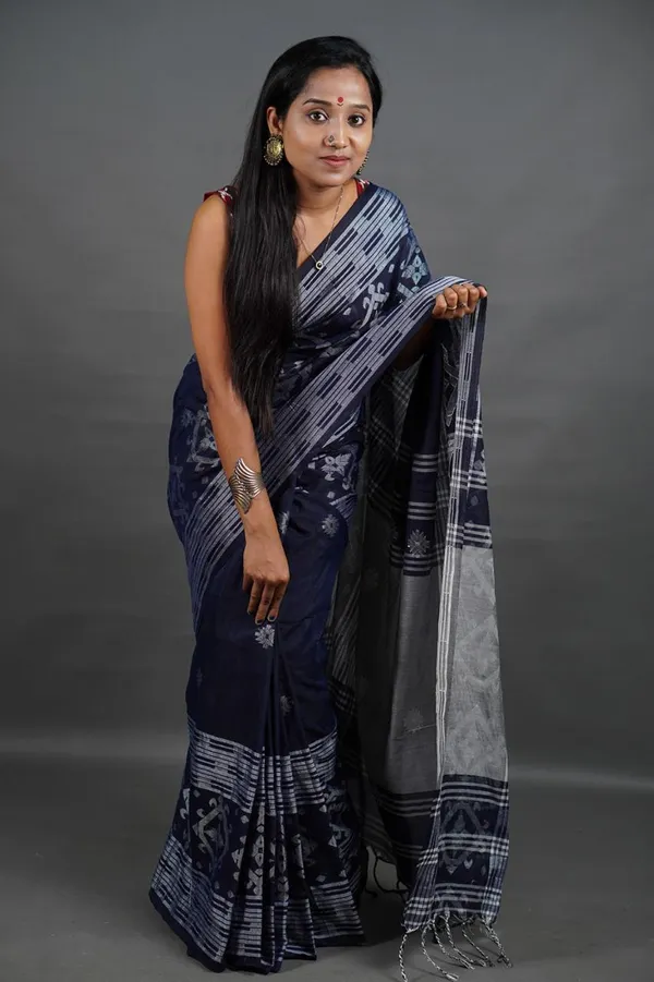 Navy_Blue_Cotton_Handloom_Saree
