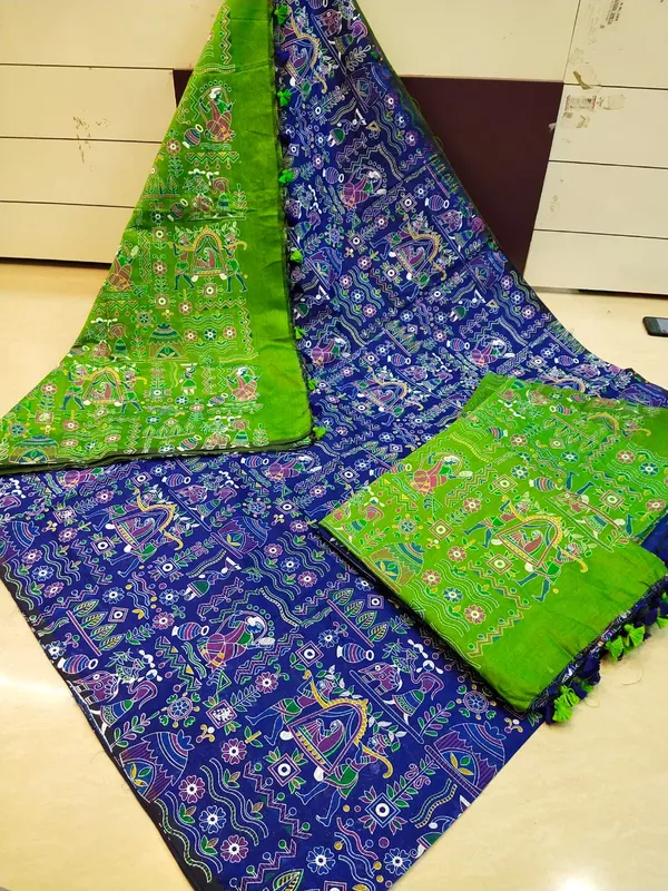 Blue_Printed_Bollywood_Pure_Silk_Saree